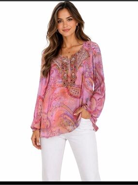 Vintage Iceberg 100% Silk Beaded Tunic Medium